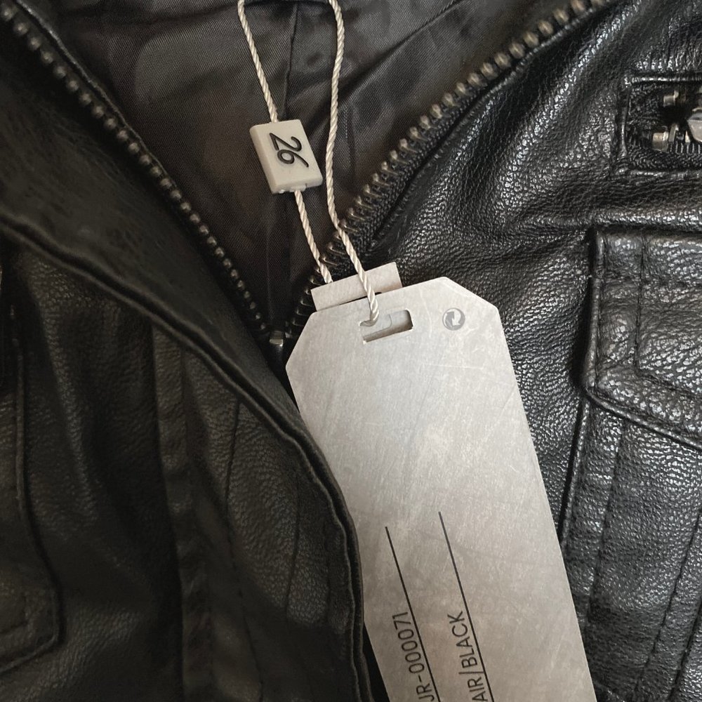 Black Faux Leather Hooded Zip-up Moto Jacket - Picture 5 of 5